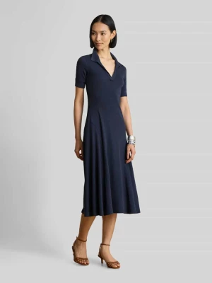 Sukienka o linii a casualowa z mieszanka bawełny Lauren Ralph Lauren Granatowy