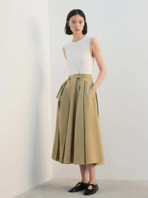 Sukienka o rozszerzanym kroju midi z paskiem średni brązowy - Kobieta - - MANGO