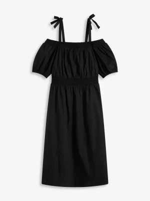 Sukienka off-shoulder z czystej bawełny organicznej BonPrix czarny