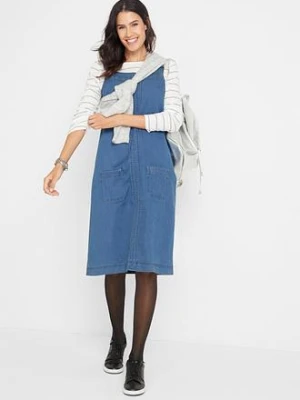 Zdjęcie produktu Sukienka ogrodniczka uszyta z bawełnianego dżinsu o długości do kolan bonprix