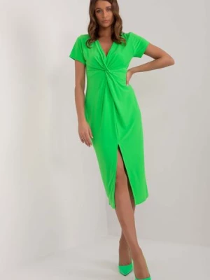 Sukienka ołówkowa z rozcięciem jasno zielona
