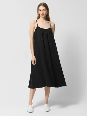 Sukienka oversize z bawełnianego muślinu Outhorn - czarna