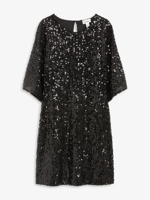 Sukienka oversized z cekinami BonPrix czarny