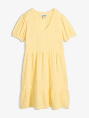 Sukienka oversized z muślinu z bawełny BonPrix żółty