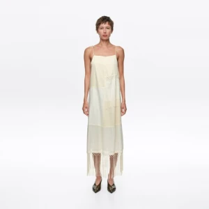 Sukienka patchwork frędzle kremowa BIMBA Y LOLA CREAM