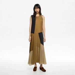 Sukienka Patchwork lejąca camel BIMBA Y LOLA