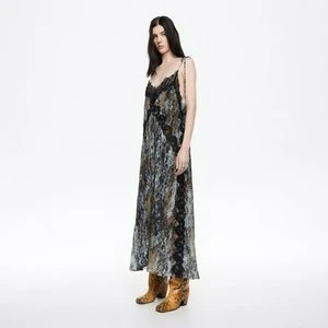 Sukienka plisowana koronka Snake khaki BIMBA Y LOLA