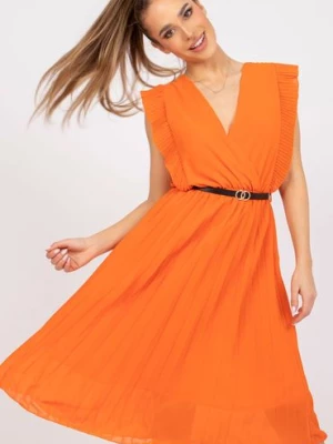 Sukienka plisowana - pomarańczowa Italy Moda
