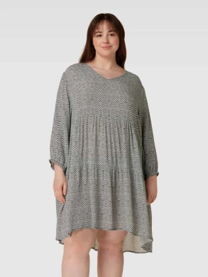 Sukienka PLUS SIZE o długości do kolan ze wzorem na całej powierzchni model ‘Josephine’ Fransa Plus