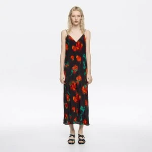 Sukienka podówjne ramiączka sznurki Ribbon Roses czarna BIMBA Y LOLA