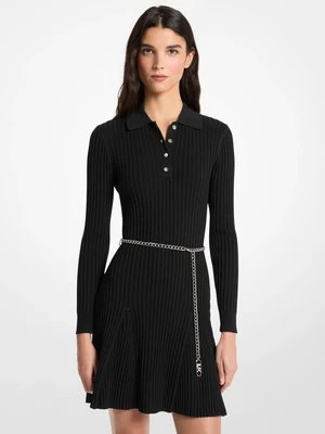 Sukienka polo z paskiem z prążkowanej wiskozy MICHAEL Michael Kors