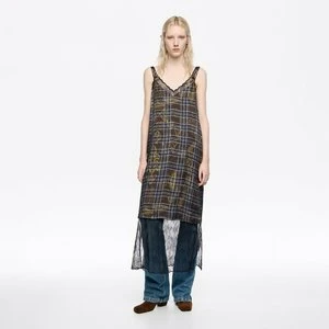 Sukienka ramiączka dwuwarstwowa koronka Ikatmix niebieska BIMBA Y LOLA