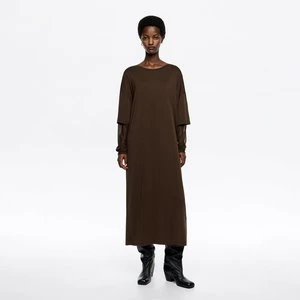 Sukienka rękaw tiul ciemnobrązowa BIMBA Y LOLA