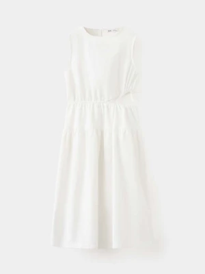 Sukienka rozcięta z boku biały - Dzieci - lata - MANGO KIDS