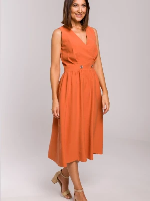 Sukienka rozkloszowana z dekoltem V i zaznaczoną talią lato Sukienki.shop