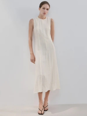 Sukienka rozkloszowana z godetami kremowy / écru - Kobieta - - MANGO