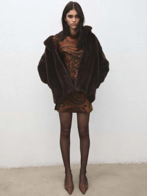 Sukienka satynowa ze wzorem paisley intensywny pomarańczowy - Kobieta - - MANGO