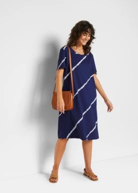 Sukienka shirtowa z kieszeniami, fason o linii litery A, w długości do kolan, z bawełny organicznej bonprix