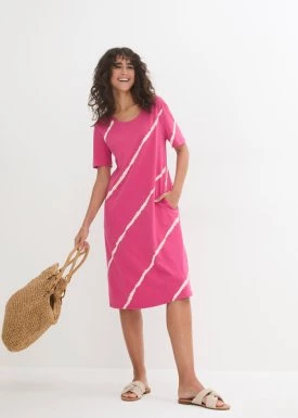 Sukienka shirtowa z kieszeniami, fason o linii litery A, w długości do kolan, z bawełny organicznej bonprix
