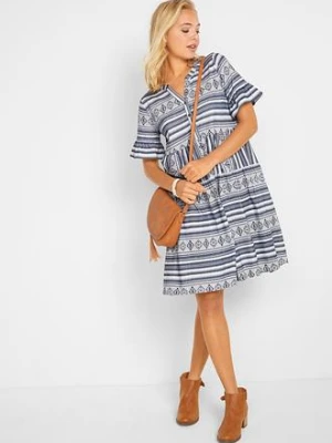 Sukienka shirtowa z lejącego materiału z wiskozą BonPrix biały