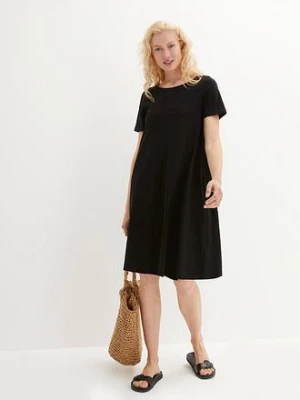 Sukienka shirtowa z przędzy mieszankowej, z kieszeniami, w dł. do kolan bonprix