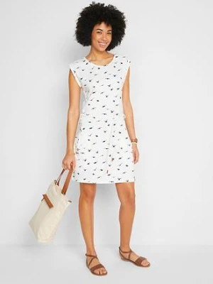 Sukienka shirtowa z rękawami motylkowymi i nadrukiem bonprix