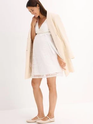 Sukienka  ślubna koronkowa 2 w 1,  ciążowa i do karmienia piersią bonprix