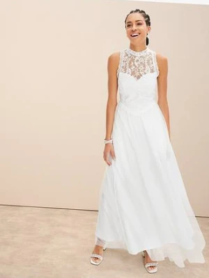 Sukienka ślubna z tiulu z koronką bonprix