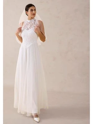 Sukienka ślubna z tiulu z koronką bonprix