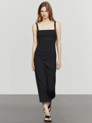 Sukienka Średniej Długości Na Ramiączkach - Czarny - Massimo Dutti - Female