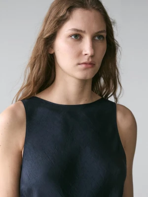 Luźna Sukienka Średniej Długości - Niebieski - - Massimo Dutti - Kobieta