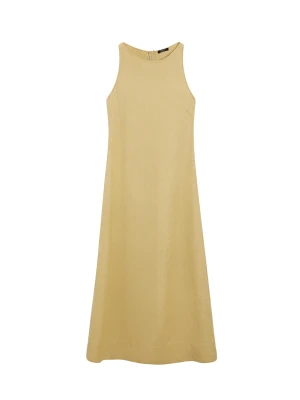Sukienka Średniej Długości Z Dekoltem Halter Z Lnu - Limonka - - Massimo Dutti - Kobieta