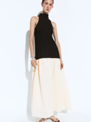 Sukienka Średniej Długości Z Łączonych Materiałów - Czarny - Massimo Dutti - Female