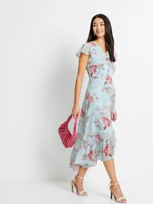 Sukienka szyfonowa z falbankami bonprix