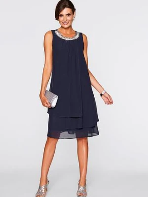 Sukienka szyfonowa z aplikacją ze sztrasem bonprix