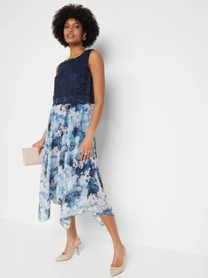 Sukienka szyfonowa z delikatną koronką bonprix