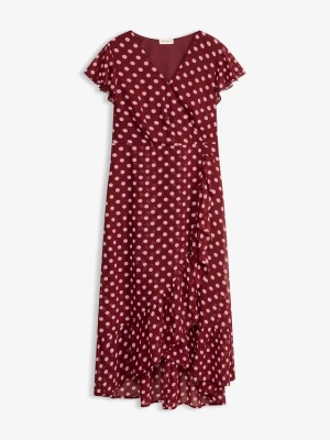 Sukienka szyfonowa z falbanami BonPrix czerwony