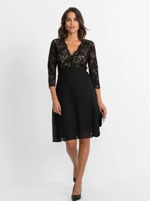 Sukienka szyfonowa z koronką bonprix