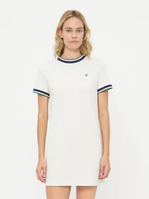 Sukienka T-shirt Calvin Klein Jeans mleczny