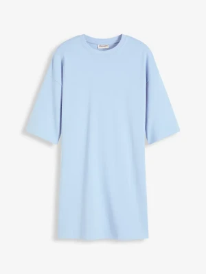 Sukienka T-shirtowa oversize z grubej bawełny organicznej BonPrix niebieski