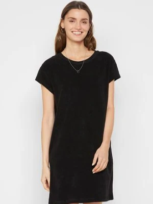 Sukienka T-shirtowa z frotte BonPrix czarny