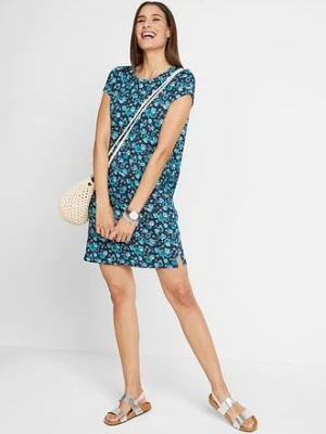 Sukienka T-shirtowa z rozcięciami po bokach (2 szt.), z czystej bawełny bonprix