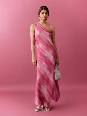 Sukienka tie-dye na jedno ramię fuksja - Dziewczyna - - MANGO TEEN