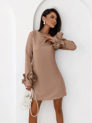 Sukienka trapezowa z ozdobnymi rękawami MANITA - cappuccino  magmac 