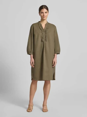 Sukienka tunikowa do kolan z mieszanki lnu i bawełny WHITE LABEL