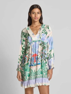 Sukienka tunikowa mini z wiskozy z dekoltem w serek miss goodlife