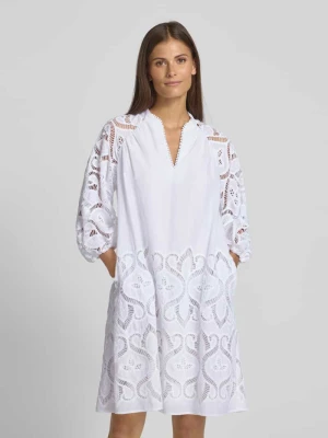 Sukienka tunikowa o długości do kolan z koronką szydełkową LUISA CERANO