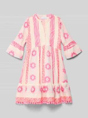 Sukienka tunikowa z dekoltem w serek i pomponami DANAMADE