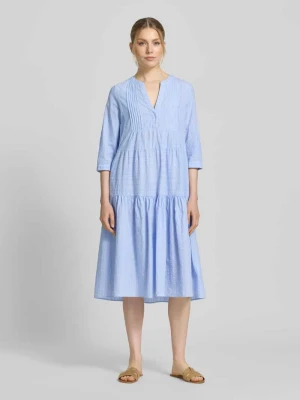 Sukienka tunikowa z dołem obszytym falbaną i kołnierzem z lamówką milano italy