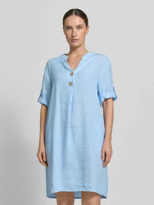 Sukienka tunikowa z lnu z dekoltem w serek model 'Ki44ra' ZABAIONE